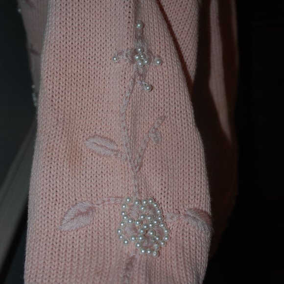Vintage Pearl Beaded Cotton Sweater - Picture 4 of 6